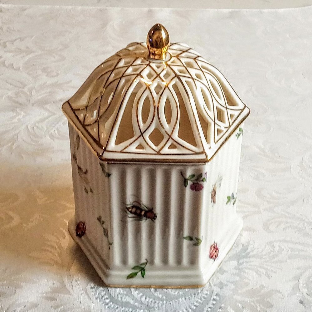 Burton & Burton Gold Rim Porcelain Lidded Jar